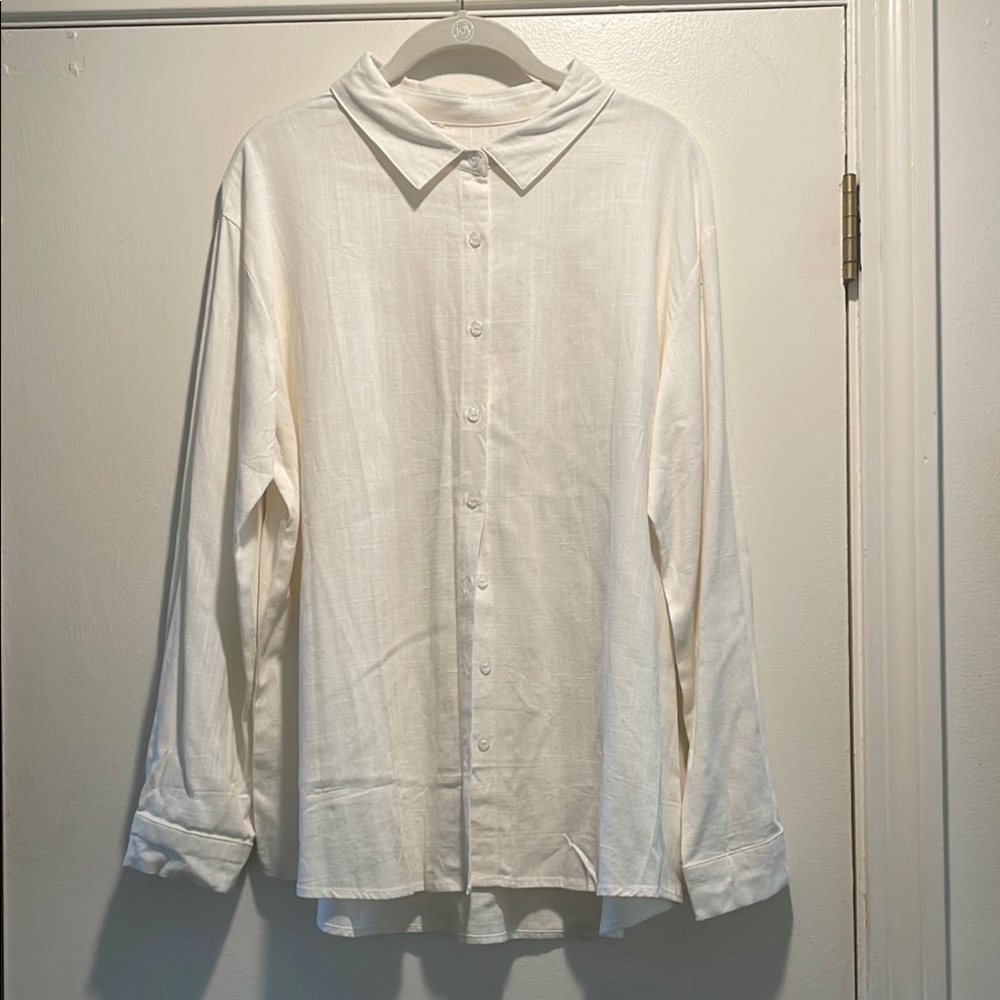 Source Unknown Ivory Textured Button Down Shirt - image 5